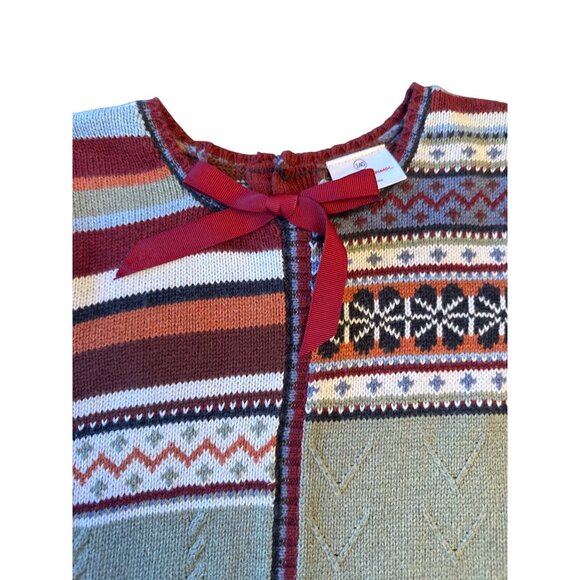 Hanna Andersson Girls Size 140 US 10 Combed Cotton Cardigan Nordic Chevron - Picture 2 of 7